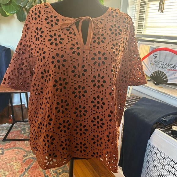 Lane Bryant Tops - Lane Bryant brownish/Orange Eyelet Lace Blouse size 20